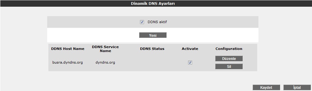 Dinamik DNS özelliğini kullanmak için bir DDNS servis sağlayıcısından hesap açtırmanız gerekmektedir.