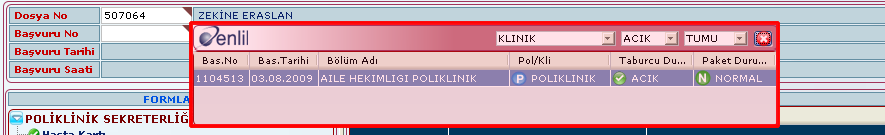 S a y f a 8 Hiç bir bilgi girilmeden Ara düğmesine tıklandığında ise; sisteme tanımlı tüm hastaların görüntülenmesi sağlanır.