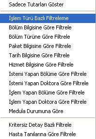 de görüntülenen Hasta Hizmet Sorgulama formunda; 1 numaralı alanda, dosya ve başvuru numarası alanları görüntülenmektedir.