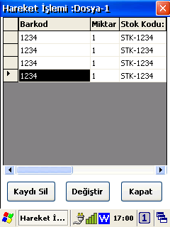 Aşağıdaki ekranda örnek bir hareket işleminin detayı görülmektedir.