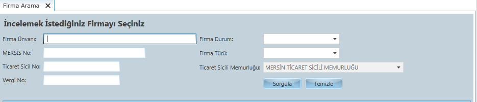 Verileri tamamlanacak olan firmalar çeşitli kriterlere göre aranıp bulunmaktadır.