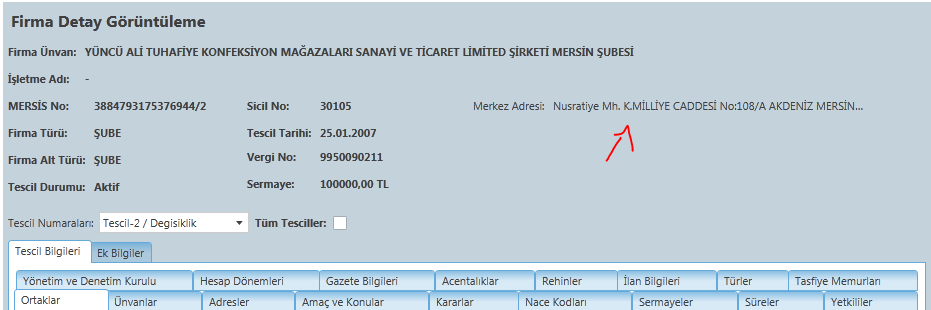 Merkez olan firma seçilir ve kaydet butonu ile gerekli ilişki sağlanır.