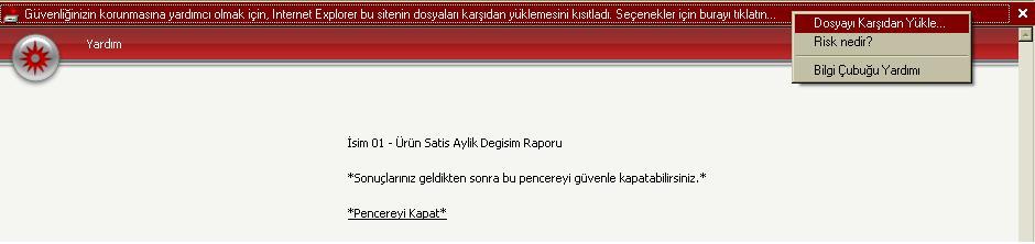 İnternet sayfasının üst kısmındaki alana basıldığında Dosyayı Karşıdan Yükle seçeneği ile bilgisayarda excel sayfasının kayıt edileceği ekranda