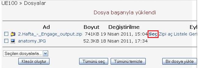 Bir dosya yükle butonuna tıklayınız.