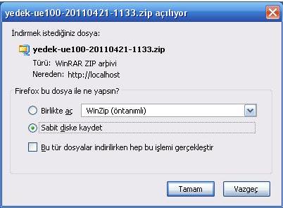 Yedeklenen dosya.zip formatında backupdata isimli bir klasörün içine kaydedilecektir.