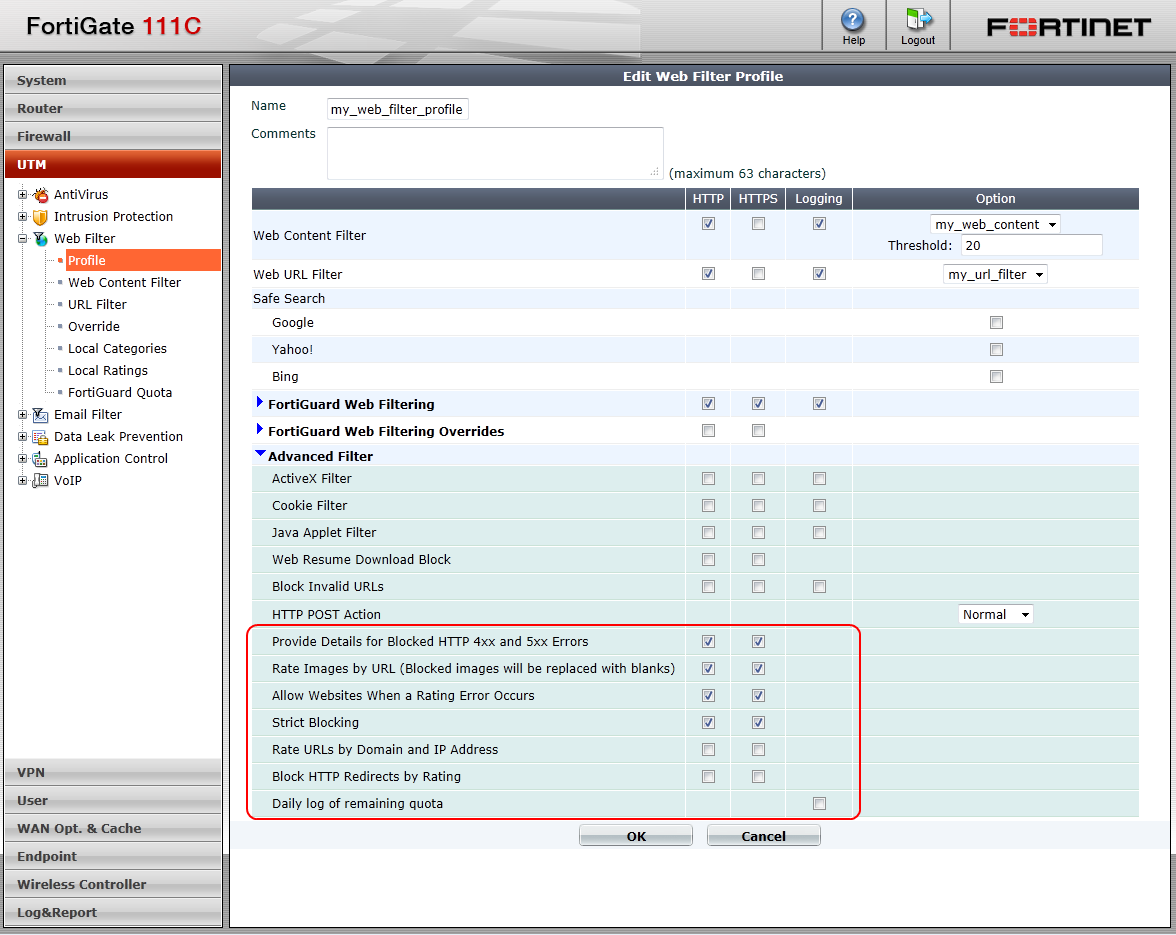 FortiGuard Advanced Web Filter (FortiGuard İleri Düzey Web Filtrelenmesi) Provide Details for Blocked HTTP 4xx and 5xx Errors : Genel olarak sunucularda bulunan hata mesaj sayfaları aracılığıyla web