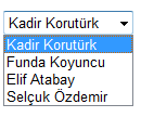 4) Add butonuna basarak DropDownList için elemanlar ekleyelim. Add dedikten sonra Text ve Value degerlerini dolduralım.