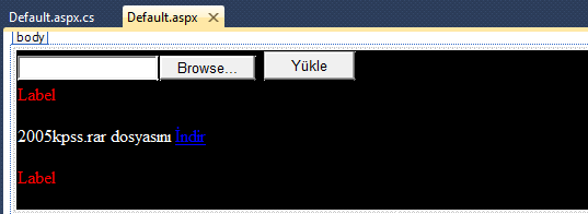 Kodumuz; //using System.Net; NameSpace Alanına Eklemeyi Unutmayın. Yükle Button_Click Olayına; protected void Button1_Click(object sender, EventArgs e) if (FileUpload1.HasFile) FileUpload1.