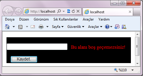 Ekran Çıktısı; UYGULAMA: Bu uygulamada web sayfamıza bir adet DropDownList ve bir adette TextBox nesnesi