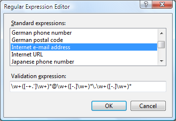 -Formumuz- -Properties Özelliği- 3) Properties penceresinde bulunan ValidationExpression seçeneğinin tıkladığınızda karşımıza Regular Expression Editor penceresi gelecektir.