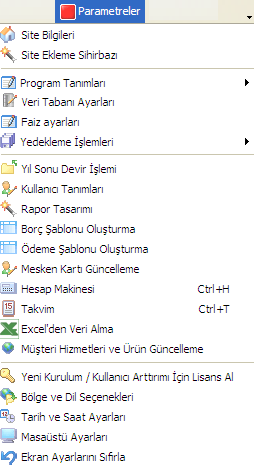 13. Parametreler Parametreler bölümü programın yükleme işleminden sonra öncelikli olarak kullanılması gereken bölümdür. Burada programımızın ileride kullanacağı sabitleri tanımlanır.