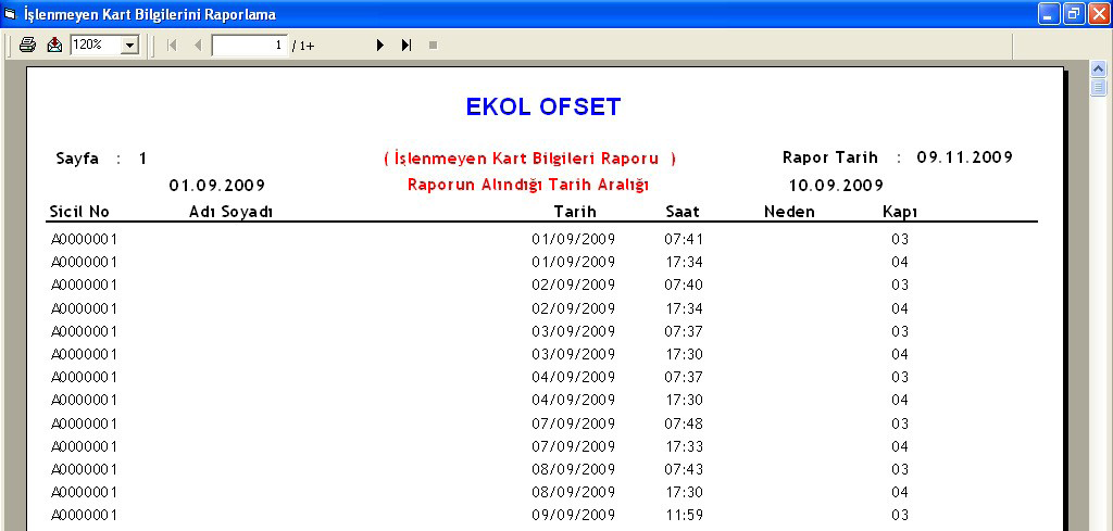 Şekil 30 : Personel Bilgileri İşe Giriş Raporu Şekil 31 : Personel