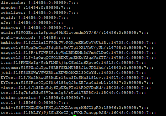 6. BT Altyapı Genel Kontrolleri Aşağıdaki örnek, bir Redhat Enterprise Linux sisteminde cat /etc/shadow komutu çıktısını göstermektedir. Denetim Testleri # Denetim testleri T/İ Z/O YS K1.T1 K1.