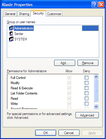 6. BT Altyapı Genel Kontrolleri K2 - Kritik Dosyalara Erişim Windows sistemlerinde kullanıcı ve kullanıcıların dâhil olabildiği grup olmak üzere bir dosya ya da dizin üzerinde iki farklı şekilde