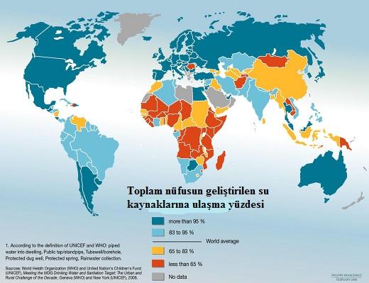 2 milyar kiģi yani dünya nüfusunun yaklaģık beģte biri fiziksel su sıkıntısı olan bölgelerde yaģarken diğer 1,6 milyar kiģi de ekonomik su sıkıntısı çekiyor.