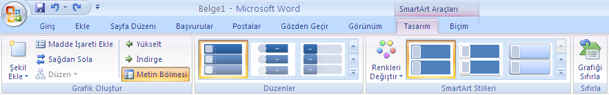 Smartart Grafiğine Şekil Eklemek Grafikteki şekil seçilir, smartart araçları nda