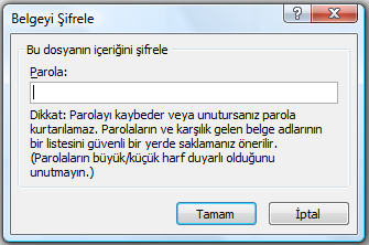 Belgeleri Şifre ile Koruma Word 2007 de belge şifreleme işlemi Office Düğmesi tıklanıldığında çıkan menüden Hazırla kısmı