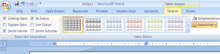 Tabloları Değiştirme Tabloda sütun değişikliği için; Tablo seçilir.