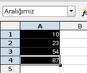 Resim 4.16: Calc aralık adlandırma 4.4.4. Hücre, Satır ve Sütun ekleme Çalışma alanı içinde zaman zaman yeni hücre, satır ve sütun eklemenizi gerektiren durumlar çıkabilir.