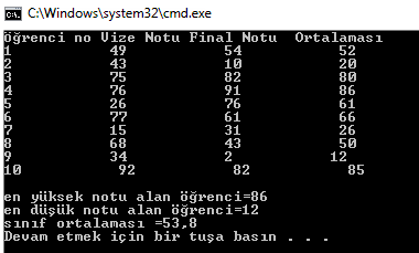 NOT: Birinci For - Next döngüsü ile A(3,2) matrisinin elemanları girilip, ekranda gösterilirken, ikinci For Next döngüsü ile B(2,3) matrisinin elemanları girilip ekranda gösteriliyor.