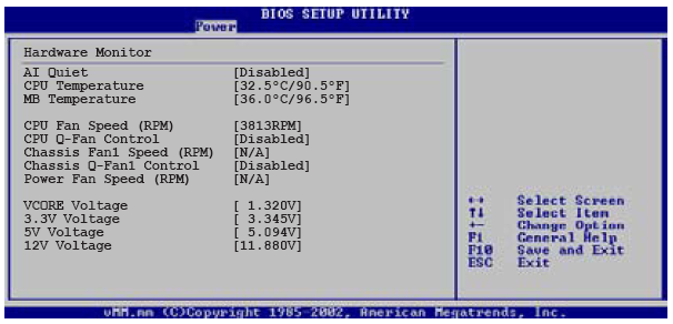 4.5.6 Hardware Monitor AI Quiet [Disabled] AI Quiet özelliğiniaçm aya/kapatm aya izin verir. Ayarlam a seçenekleri: [Enabled] [Disabled]. 1.