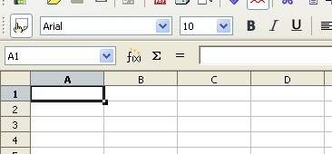 Calc'de kullanılan temel elemanlar Araç çubukları Menü çubuklarının altında var sayılan olarak üç tane araç çubuğu bulunur: Standart araç çubuğu, Biçimlendirme araç çubuğu, ve Formül araç çubuğu.