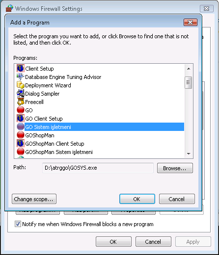 Resim 21 Programlar eklendikten sonra Add port bölümünden SQL in