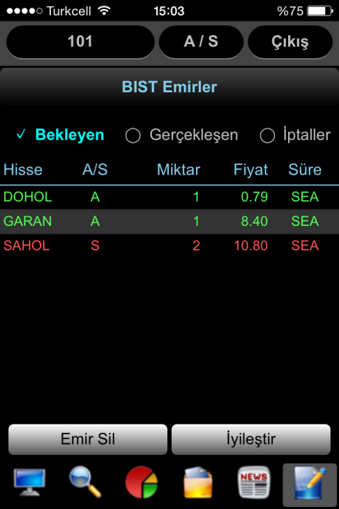 7.PORTFÖY: DirectFN ideal Cep uygulaması entegre Portföy modülü içerir ve anlaşmalı aracı kurumların müşterilerine, uygulama üzerinden hesaplarına erişim ve işlem yapma olanağı sunar.