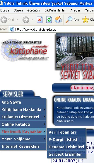 LIBPXY SERVİSİNİN KULLANIMI Giriş LIBPXY servisi, Kütüphane ve Dokümantasyon Daire Başkanlığımızın WEB üzerinden kampüslerimiz içerisinde kullanılması amacı ile üye olduğu elektronik kaynaklara,