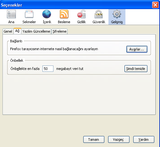 5. Mozilla Firefox 2 Proxy Sunucusu Ayarları Firefox un menüsünden Araçlar sekmesi altından Seçenekler seçilmelidir (Şekil 16).