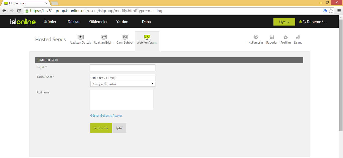 Web Konferansı (Web Conference) Kurulum ISL Online ürün gruplarından sonuncusu olan Web Conference (Wen Konferansı) uygulamasının kurulumunu sizlere aktaracağız.