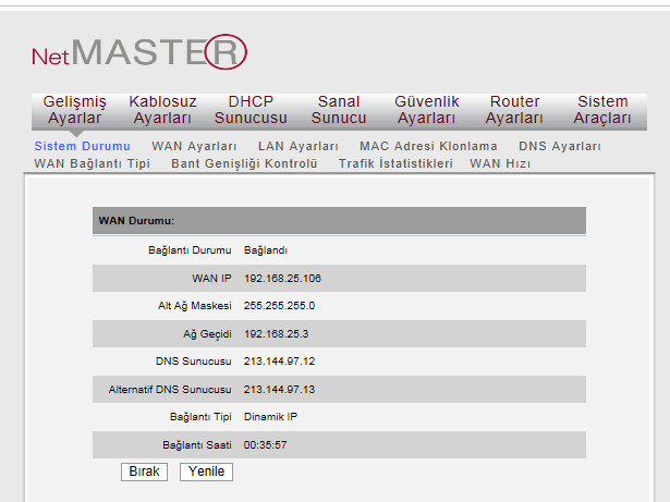 4. Gelişmiş Ayarlar 4.1 Sistem Durumu Sistem Durumu ekranı cihazınızın WAN portunun ve sisteminin durumunu gösterir. Bağlantı Durumu: WDS-300 AP-Router ın WAN bağlantı durumu belirtir.