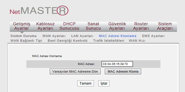 LAN MAC Adresi: WDS-300 AP-Router ın değiştirilemez LAN MAC adresini gösterir. IP Adresi: WDS-300 AP-Router ın LAN IP adresini gösterir (bilgisayarınızın IP adresi değildir). Varsayılan değer 192.168.