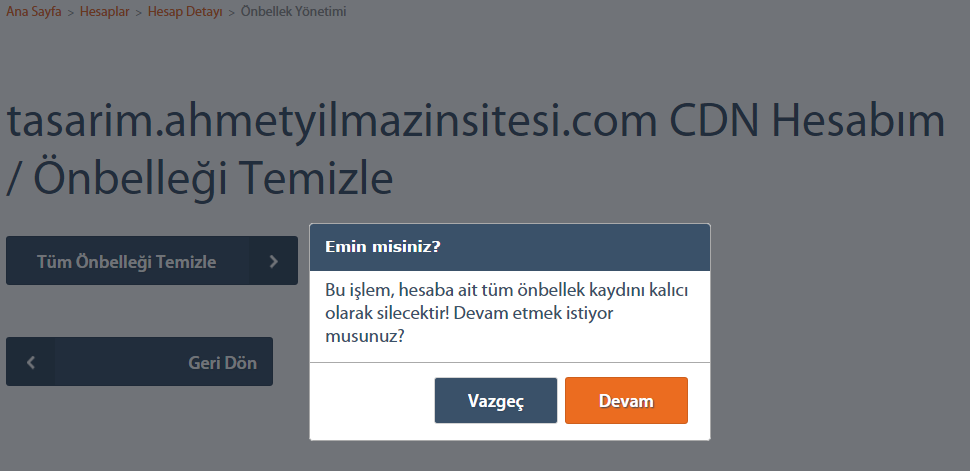 2.1.5 SSL Hesaplarım Radore den satın alınmış olan SSL Hesapları bu kısımda görüntülenmektedir. 2.1.6 CDN Hesaplarım Radore den satın alınmış olan CDN hesapları bu kısım altında görüntülenir ve yönetilir.