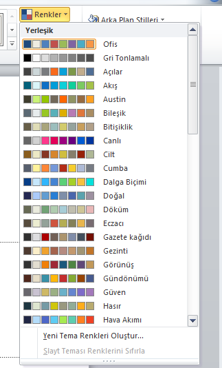 Slayt Arka Planının Biçimlendirilmesi: Tasarım Sekmesinde arka plan stilleri ile