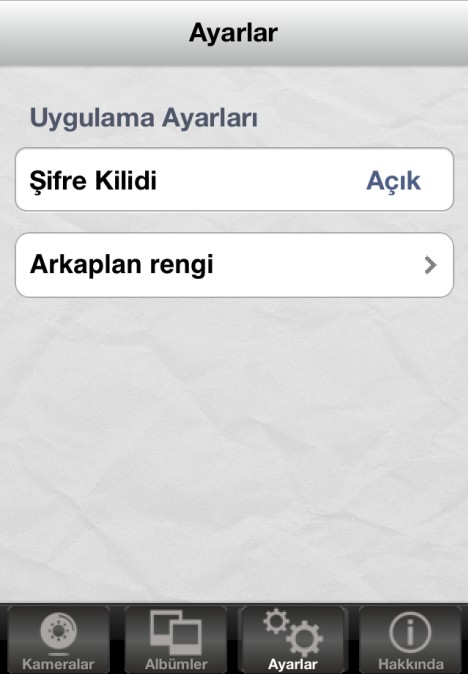 Uygulama Ayarları İstediğiniz kamerayı silmek için bu alanı kullanabilirsiniz. Yeni kamera eklemek için bu alanı kullanabilirsiniz.