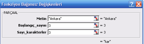 = metin1 & metin2 (Örn: = Ali & Veli ) Büyükharf Verilen harflerin tamamını büyük harfe çevirir. =Büyükharf(metin) Örn: A1 Hücresinde küçük harflerle yeter yazılsın.