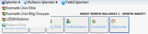 - Kullanıcılarım: Firmanın, sisteme kayıtlı tüm kullanıcıları görüntülenir. - Kozmetik: Firmanın, sisteme bilgileri girilmiş tüm ürünleri görüntülenir.