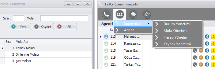 COMMUNICATOR ÖZELLĠKLERĠ Supervisor Uygulaması, Online agent izleme, login/logout, mola süre ve tanımlarını yapabilme,