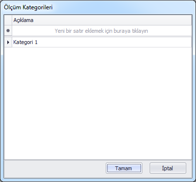 Metraj Kategorileri Bu düğmeyi kullanarak, metrajlardan bağımsız olarak metrajların kategorilerini ayarlayabilirsiniz. Bu bölüm, varsa metraj tiplerinizi organize etmenize yardımcı olur.