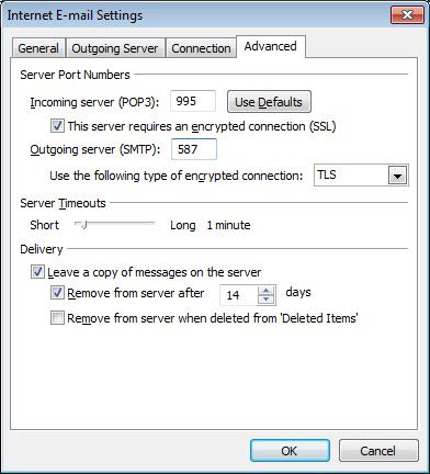 On Internet E-mail Settings window select Outgoing Server tab and tick My outgoing server (SMTP) requires authentication check box for both options.