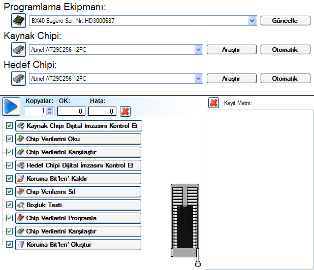 Batronix Prog-Express Kullanıcı El Kitabı 9 KOPYALAMA FONKSĠYONU Kopyalama fonksiyonu, verilerin bir chipten baģka bir chipe yada daha fazla chipe kopyalanması için optimize edilmiģ bir çalıģma alanı
