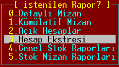 .5. Cari Hesap Raporları.5.. Cari Hareket Listesi (Cari Hesap Ekstresi) Cari Hesap Planı ekranında Cari Hesap Kartı üzerine gelin ve [SAĞ OK] yapın.