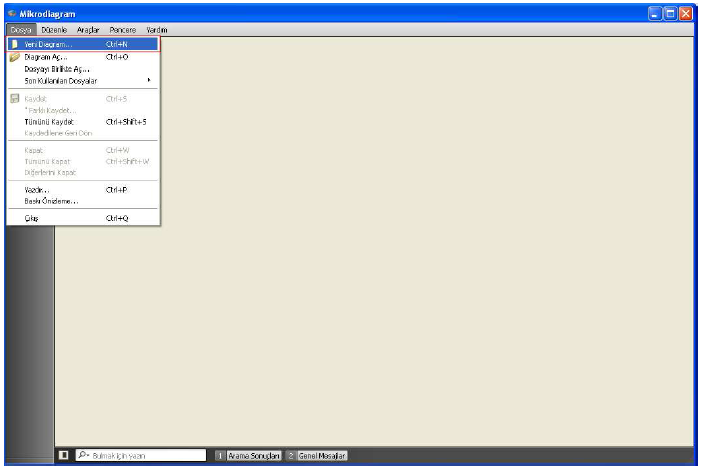 2.2. Mikrodiagram Kullanımı 3.2.2.1 Yeni Diagram Oluşturma Dosya > Yeni diagram Şekil 3.13 