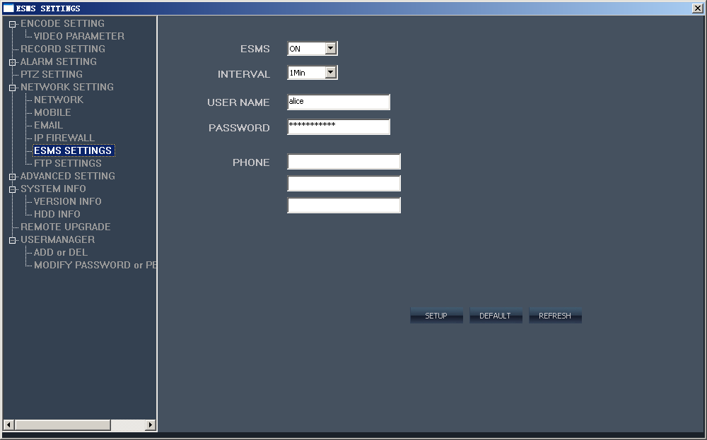 ESMS ayarları arabirimine erişmek için ESMS Ayarları (ESMS Settings) seçeneğine tıklayınız.