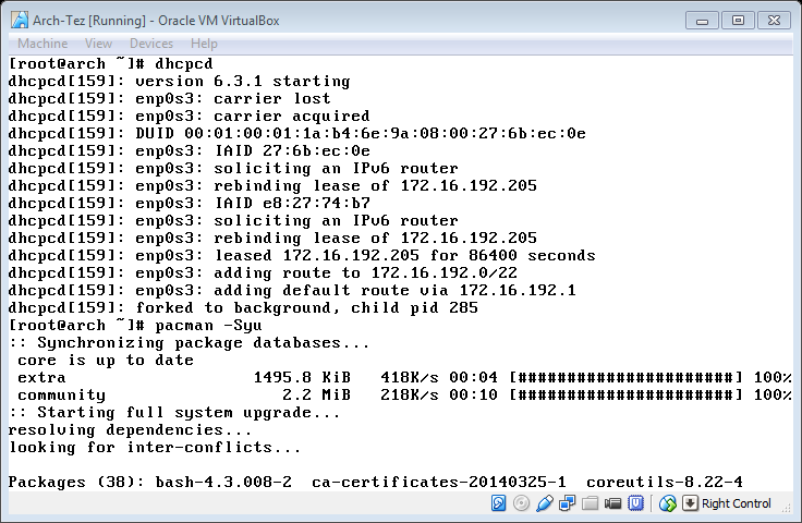 78 6.2.1 Sunucu üzerinde web servisi kurulumu Arch Linux kurulumu Ek-2 de verilmiştir. Kurulum gerçekleştirildikten sonra sistem güncellenerek gerekli çalışmalara başlanır (Şekil 6.31).