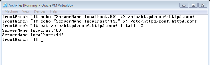 79 Şekil 6.32 Kullanılan Komutlar: pacman -S apache lynx --noconfirm Şekil 6.32. Apache Web Servisi ve Lynx Kurulumu.
