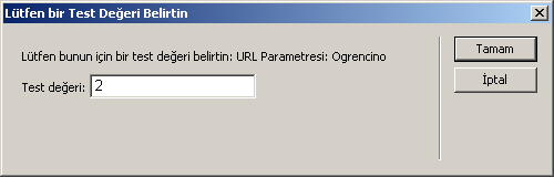 Şekil 4.8: Guncelle.asp sayfasının Kayıt kümesi ayarları Parametre belirlendikten sonra Test düğmesine tıkladığımızda test sayfası aşağıdaki gibi görüntülenecektir. Şekil 4.