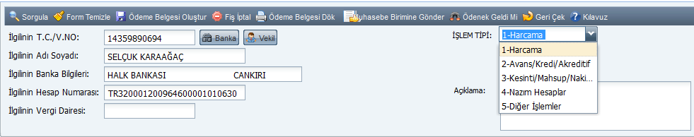 B. Ödeme Emri Belgesinde İşlem Tipleri Ödeme Emrinin detayını oluşturan işlem tipleri ödeme işlemlerinin türlerine göre gruplandırılmıştır.