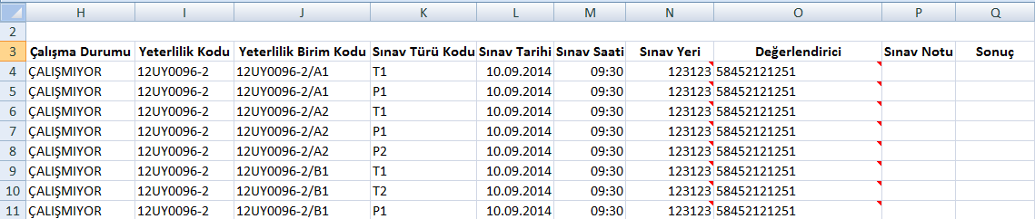 Aday bildirim dosyasına, adayların T.C.